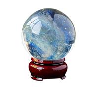 BKGWCSOR Yellow Crystal Ball with Wooden Stand Melting Smelt Citrine Quartz Sphere for Healing/Divination/Chakra Balance/Yoga/Home/Office FengShui Decoration,70mm