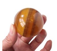 BKGWCSOR Yellow Fluorite Crystal Ball, Crystals Gemstone Sphere, Quartz Stone Decorative Orb for Witchcraft Home Decoration,50~55mm