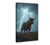 BKHJSASU Bleeding Highland Cattle Canvas Poster Wall Art Decor Print Picture Paintings for Living Room Bedroom Decoration 24x36inch(60x90cm)
