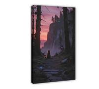 BKHJSASU Cliff Sunset Maine Coon Cat (2) Canvas Poster Bedroom Decor Landscape Office Room Decor Gift 24x36inch(60x90cm)