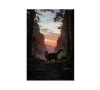 BKHJSASU Cliff Sunset Maine Coon Cat (4) Canvas Poster Bedroom Decor Landscape Office Room Decor Gift 16x24inch(40x60cm)