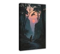 BKHJSASU Cliff Sunset Savannah Cat (2) Canvas Poster Bedroom Decor Landscape Office Room Decor Gift 24x36inch(60x90cm)