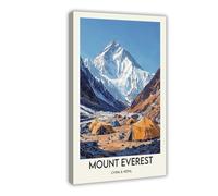 BKHJSASU Mount Everest Poster Travel Canvas Poster Bedroom Decor Landscape Office Room Decor Gift 16x24inch(40x60cm)