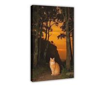 BKHJSASU Persian Cat in The Sunset (2) Canvas Poster Bedroom Decor Landscape Office Room Decor Gift 24x36inch(60x90cm)