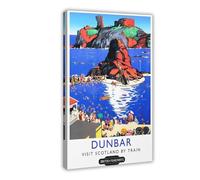 BKHJSASU Scottish Railway Dunbar Canvas Poster Wall Art Decor Print Picture Paintings for Living Room Bedroom Decoration 24x36inch(60x90cm)