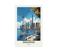 BKHJSASU Shanghai Poster Canvas Poster Wall Art Decor Print Picture Paintings for Living Room Bedroom Decoration 16x24inch(40x60cm)