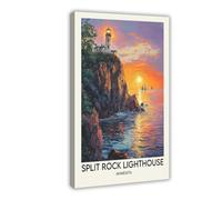 BKHJSASU Split Rock Lighthouse Travel Poster Canvas Poster Bedroom Decor Landscape Office Room Decor Gift 16x24inch(40x60cm)