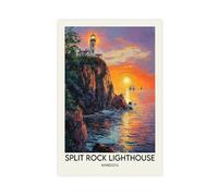 BKHJSASU Split Rock Lighthouse Travel Poster Canvas Poster Bedroom Decor Landscape Office Room Decor Gift 12x18inch(30x45cm)