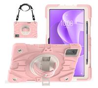 Bkinew Case for Lenovo Idea Tab Plus 12.1" & K12 2025 Release Tablet TB361FU/TB361ZU/TB365FC Rugged Protective Cover with 360 Rotating Kickstand Hand Shoulder Strap, Pink