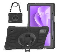 Bkinew Case for Lenovo Idea Tab Plus 12.1" & K12 2025 Release Tablet TB361FU/TB361ZU/TB365FC Rugged Protective Cover with 360 Rotating Kickstand Hand Shoulder Strap, Black