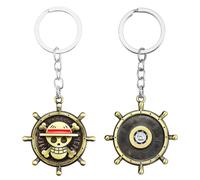 Bkinpid Anime luffy Keychain Keychain Pirate Skull Key Chain Rotatable Keyring, Brown, Medium