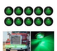 Bkinsety 10Pcs 3/4 Inch LED Marker lights Signal Light 12V for Trailer Truck Bus Van (Green)