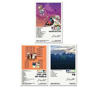 Bkioqoh 3 Canvas Posters - Kanye West Graduation Album Aesthetics Set, 8x12IN Unframed