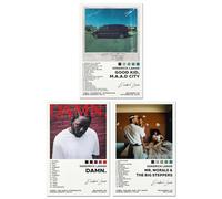 Bkioqoh 3-Piece Lamar Poster Set - Good Kid Maad City & DAMN Album Aesthetics, 12x18IN Unframed Canvas Prints