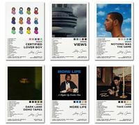 Bkioqoh 6-Piece Drake Canvas Art Set - Certified Lover Boy, Views, Nothing Was The Same, More Life, Take Care, 8x12IN Unframed
