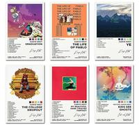 A Set of 6 canvas posters,Kanye Poster West Graduation Poster Ye Poster The Life Of Pablo Poster The College Dropout Poster My Beautiful Twisted Fantasy Poster Kids See Ghosts Poster 6 Piece