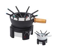 BKitchen Twin Electric Fondue Set - Cast Iron Pot - Ceramic Pot - 0.8L - 8 Forks
