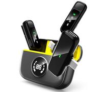 BKIY Wireless Lavalier Microphone for iPhone/Android - Dual Mini Noise Canceling Mic with Charging Case(30H), USB-C/Lightning Clip-on Microphone for Video Recording Streaming Podcast Vlogging