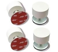 Bkiyougo 4 Pack White Door Stop with Extra Stickers, Self-Adhesive White Rubber Door Protector, Heavy Duty Stainless Steel Body with Sound Dampening Bumper Top for Home & Office Use