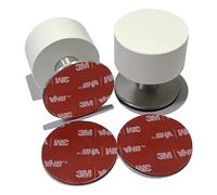 Bkiyougo White Door Stop 2 Pack with Extra Stickers, Self-Adhesive White Rubber Door Protector, Heavy Duty Stainless Steel Body with Sound Dampening Bumper Top for Home & Office Use