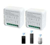 Bkiyougo ZigBee Mini Smart Switch, 2 Way Light Switch, Compatible with Alexa, SmartThings Hub and Google Home, ZigBee 3.0 Gateway Hub Required, Neutral Wire Required (2 Pack）