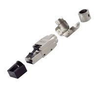 BKL RJ45 angled Plug tool-free STP cat 6A 8P8C silver 1pc