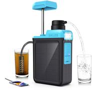 BKLES 3-in-1 Solar Electric Water Filter with Hand Pump - Camping Water Filtration System Survival, Portable Water Purifier with Emergency Light, Survival Kit for Backpacking, Birthday Gifts for Men