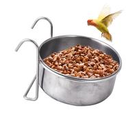 Bkljkf Bird Bowl for Cage, Parrot Feeding Bowls, Stainless Steel Feeder with Wide Filling Spout, Leak-Proof Drinking Container for Cockatiels at Home on the Go