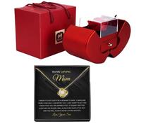Bkljkf Forever with Necklace, Rose Box with Necklace, Artificial Rose, Red Eternally Rose Box, Necklace for Women, B, Platinum