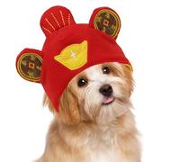 Bkljkf New Year Hat for Pets, Winter Hat for Dogs, Chinese New Year God of Wealth Cat Hat, Thickened Cute Pet Cat Winter Hat for Medium to Large Dogs, Cats and