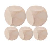 Bkljkf Pack of 5 Wooden Dice, Blank Dice, Plain Unlaint Wood, Dice Game Dice, Blank Dice, Blank Dice, Blank Dice Made of 6-Sided Dice with Round Corners Empty Game Dice