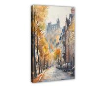 BKNSLJH Cardiff Castle Watercolor Painting_ Wales Travel Poster Canvas Poster Wall Art Decor Print Picture Paintings Decoration 20x30inch(50x75cm)