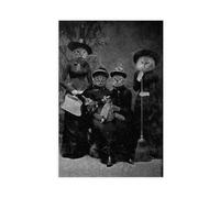 BKNSLJH Cat Witch Coven Wall Art Print__ Victorian Restored Altered Vintage Black & White Photograph Canvas Poster Bedroom Decor Landscape Office Room Decor Gift 24x36inch(60x90cm)