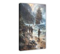 BKNSLJH Conquistadors Landing Canvas Poster Bedroom Decor Landscape Decor Gift 12x18inch(30x45cm)