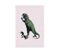 BKNSLJH Dinosaur Wall Art Print__ T-Rex Dino Attack Altered Vintage Illustration Wall Art Canvas Poster Bedroom Decor Landscape Office Room Decor Gift 16x24inch(40x60cm)