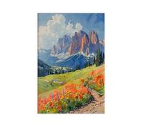 BKNSLJH Dolomites Italy Watercolor Painting_ Piave Valley Travel Poster Canvas Poster Bedroom Decor Landscape Office Room Decor Gift 16x24inch(40x60cm)