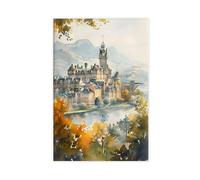 BKNSLJH Edinburgh Castle Watercolor Print_ Scotland Travel Art Canvas Poster Wall Art Decor Print Picture Paintings Decoration 24x36inch(60x90cm)