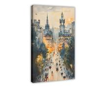 BKNSLJH Edinburgh Cityscape Watercolor Painting_ Scotland Travel Art Print Canvas Poster Wall Art Decor Print Picture Paintings Decoration 12x18inch(30x45cm)
