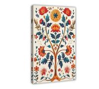 BKNSLJH Floral Print Indian Folk Art_ Traditional Wall Decoration Canvas Poster Bedroom Decor Landscape Office Room Decor Gift 20x30inch(50x75cm)
