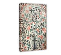 BKNSLJH Floral Prints Indian Folk Art - Traditional Pichwai Art Botanical Canvas Poster Wall Art Decor Print Picture Paintings Decoration 08x12inch(20x30cm)