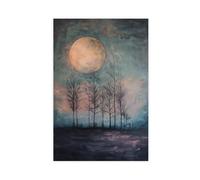 BKNSLJH Full Moon over The Lonely Trees Peaceful, Tranquil Night Scene, Moonlight Glows Trees, Canvas Poster Wall Art Decor Print Picture Paintings Decoration 24x36inch(60x90cm)