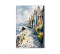 BKNSLJH Galway Ireland Watercolor Painting_ Coastal City Art Print Canvas Poster Bedroom Decor Landscape Office Room Decor Gift 12x18inch(30x45cm)