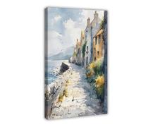 BKNSLJH Galway Ireland Watercolor Painting_ Coastal City Art Print Canvas Poster Wall Art Decor Print Picture Paintings Decoration 08x12inch(20x30cm)