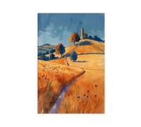 BKNSLJH Glastonbury Tor Watercolor Painting_ England Landmark Art Print Canvas Poster Wall Art Decor Print Picture Paintings Decoration 20x30inch(50x75cm)