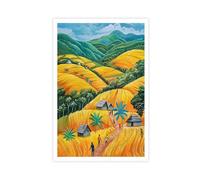 BKNSLJH Grain Fields of Ghana, African Village Art Print Canvas Poster Bedroom Decor Landscape Office Room Decor Gift 24x36inch(60x90cm)