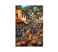 BKNSLJH Illustration Ghana Marketplace, Colorful Painting Farm Market, Canvas Poster Bedroom Decor Landscape Office Room Decor Gift 08x12inch(20x30cm)