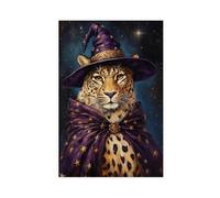 BKNSLJH Magical Portrait Art Print Witch Leopard Mystical Witch Renaissance Leopard Painting Canvas Poster Wall Art Decor Print Picture Paintings Decoration 20x30inch(50x75cm)