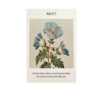 BKNSLJH Mark 11_24 Bible Verse Wall Art - Blue Botanical Christian Prayer Quote Print Canvas Poster Bedroom Decor Landscape Office Room Decor Gift 12x18inch(30x45cm)