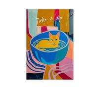 BKNSLJH Matisse Cat Art Print Abstract Feline Painting, Colorful Pet Canvas Poster Bedroom Decor Landscape Office Room Decor Gift 20x30inch(50x75cm)