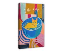 BKNSLJH Matisse Cat Art Print Abstract Feline Painting, Colorful Pet Canvas Poster Bedroom Decor Landscape Office Room Decor Gift 08x12inch(20x30cm)